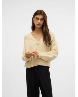 Vero Moda Strickjacke VMCECILY LS V-NECK CARDIGAN GA - Natur