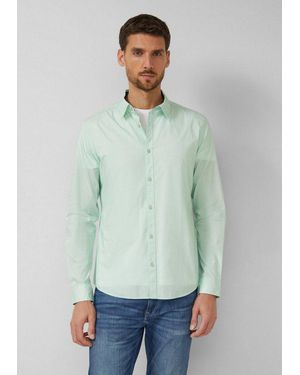 S.oliver Langarmhemd Hemd Slim Fit: Gemustertes Hemd Mit Kentkragen - Grün