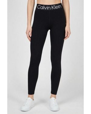 Calvin Klein Leggings Breiter Logobund, Weich, Elastisch, Cotton-Mix - Blau
