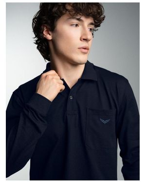 Trigema Poloshirt mit Brusttasche (1-tlg) - Blau