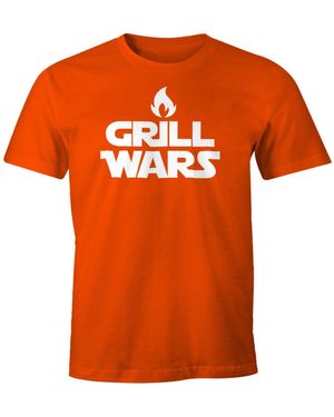 MoonWorks T- Grill Wars Fun-Shirt mit Print - Orange