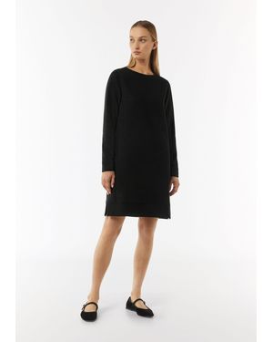comma casual identity Minikleid Strukturiertes Jersey-Kleid - Schwarz