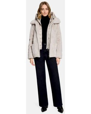 AMBER & JUNE Plüschjacke Damen Mit Abnehmbarem Westenteil - Blau