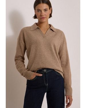 Cecil Strickpullover Aus Softem Materialmix - Blau