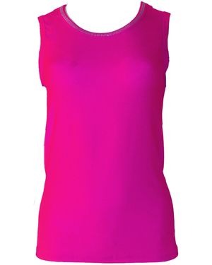 Passioni Tanktop mit Glitzerrand und Rundhalsausschnitt - Pink