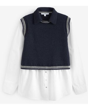 Next Polokragenpullover Polo-Strickpullover (1-tlg) - Blau