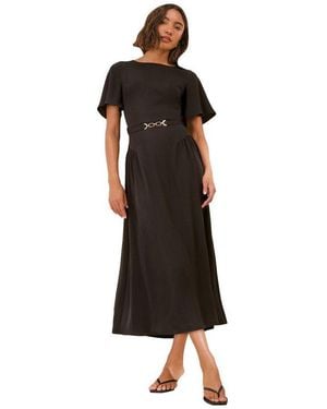 Friends Like These Midikleid Midikleid Mit Gürtel, Regular (1-Tlg) - Schwarz