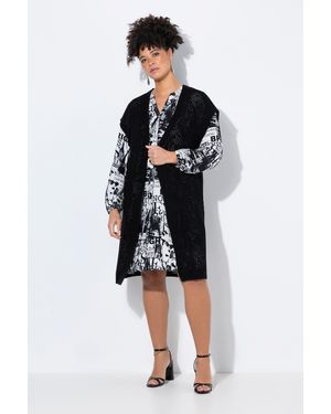 MIAMODA Langjacke Strickweste offene Form Strukturstrick - Schwarz