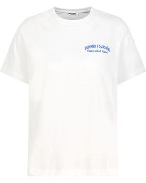 Sublevel T-Shirt Moderner Motivprint Rundhals Kurzarm Bequeme Passform - Weiß