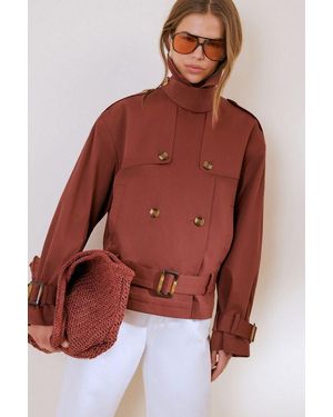 Friends Like These Kurzmantel Kurzer Trenchcoat Mit Gürtel (1-Tlg) - Rot