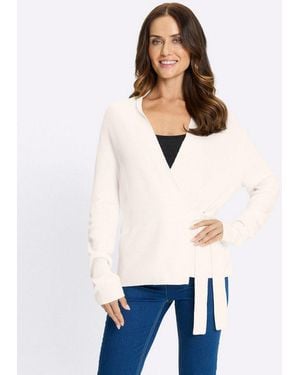 heine Strickjacke Strickjacke Langarm Feinstrick - Weiß