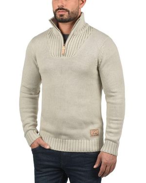 Solid Troyer Sdpetro Strickpulli Mit Hochabschließendem Kragen - Grau