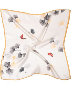 MayTree Seidentuch quadratisch 53x53 Gingko und Schmetterlinge, (Stück), 100% Seide - Natur