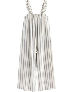 Next Jumpsuit mit weitem Bein und gerüschten Trägern (1-tlg) - Weiß