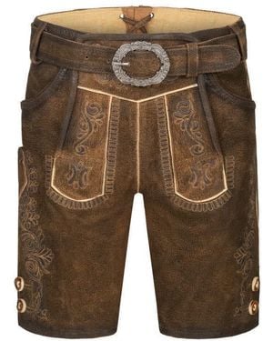 Nübler Ü Trachtenlederhose Kinderlederhose kurz Alfons in Braun von - Grün