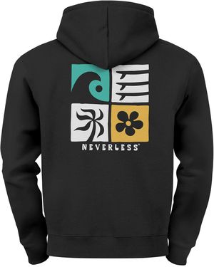 Neverless Hoodie Backprint Surfer Style Rückenaufdruck Icons Maritim - Schwarz
