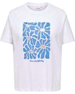 Only Carmakoma Rundhalsshirt CARALBERTE LIFE /S BOXY TEE JRS - Weiß