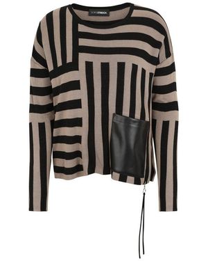 Doris Streich Strickpullover Mit Patch Aus Lederimitat - Schwarz