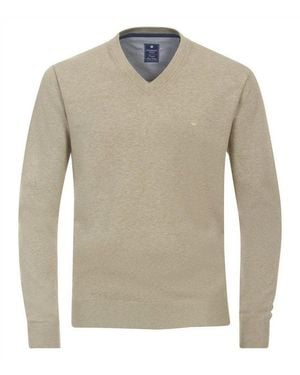 Redmond V-Ausschnitt-Pullover Casual Herren Pullover Langarm V-Neck Comfort - Natur