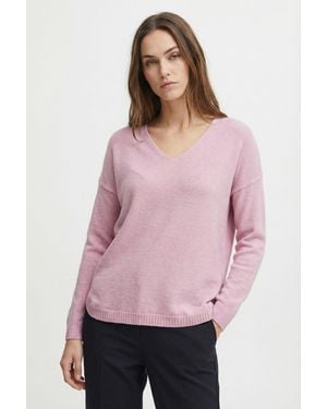 Only Carmakoma V-Ausschnitt- CARMARGARETA LS PULLOVER KNT NOOS Viskosemischung, regular fit - Pink