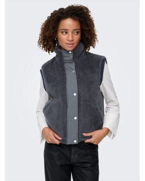 ONLY Plüschweste Onlbari Life Teddy Waistcoat Otw Kunstfaser - Grau