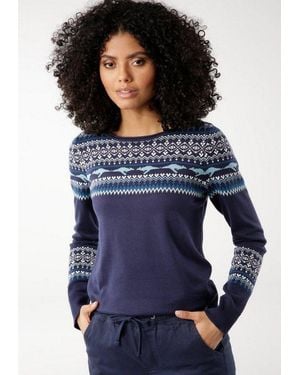 Kangaroos Norwegerpullover Im Winterlichen Design - Blau