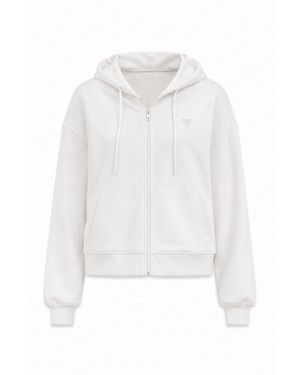 Guess Sweatjacke Silvy Full Zip Hoodie Logo - Weiß