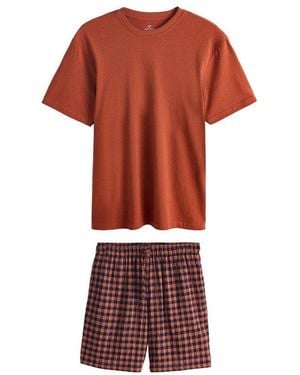Next Pyjama Kurzärmeliger Schlafanzug Mit Karomuster (2 Tlg) - Rot
