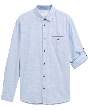 Tom Tailor Kurzarmshirt Hemd mit Turn-up-Funktion - Blau