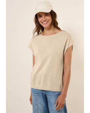 Cecil Strickpullover mit Materialmix - Natur