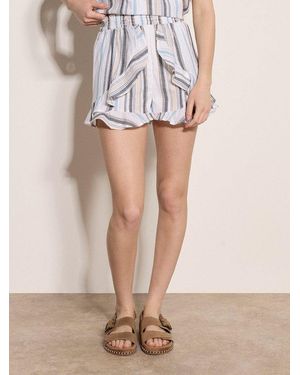 Apricot Shorts Minishorts Mit Schimmernden Streifen Und Rüschen - Natur