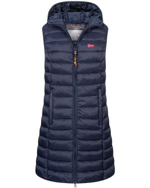 GEOGRAPHICAL NORWAY Steppweste Stepp weste Kapuze Übergangs Herbst Frühling Windbreaker Lang - Blau