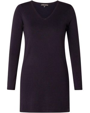 Base Level Curvy V-Ausschnitt-Pullover Bas-Anine-Long Feinstrick-Qualität - Blau
