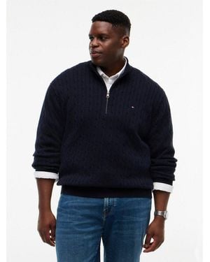 Tommy Hilfiger Troyer Bt-Classic Cotoon Cable Zip Mock Große Größen - Blau