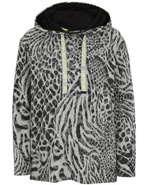Doris Streich Strickpullover Mit Hoodie - Grau