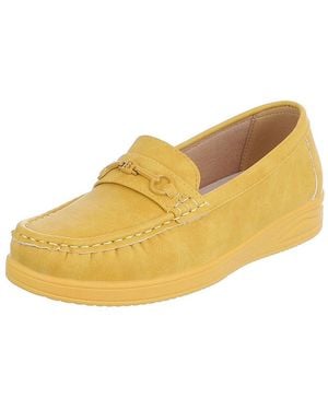 Ital-Design Damen Loafer Mokassin Slip-On Mit Zierdetail Slipper (91849543) Flach Mokassins - Gelb