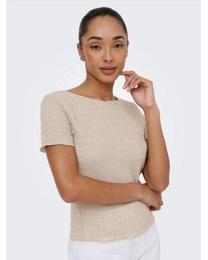 ONLY Kurzarmshirt Onlilse S/S Top Structure Jrs Noos Kunstfaser, Regular Fit - Weiß