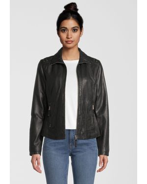 7eleven Lederjacke AGNES (1-St) mit Nieten - Schwarz