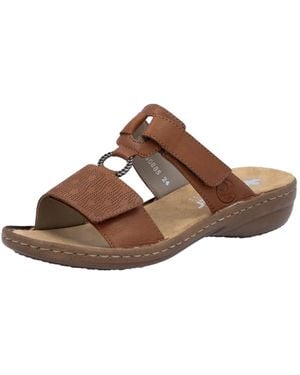 Rieker Pantolette Sommerschuh, Strandschuh, Klettschuh Mit Perforation - Braun