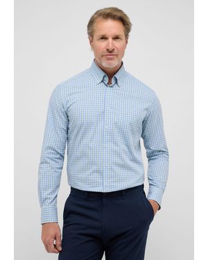 Eterna Langarmhemd MODERN FIT NON IRON (bügelfrei) - Blau