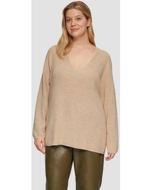 S.oliver Longpullover Strickpullover Strickpullover Mit V-Ausschnitt Im Relaxed Fit - Natur