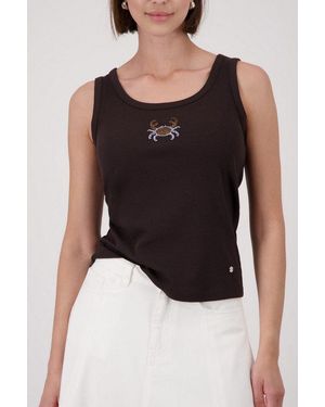 Monari Tanktop Mit Glitzersteinchen - Schwarz