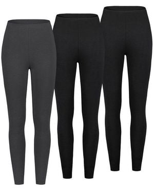 Sublevel Leggings Damen Lange Leggings 3Er-Pack (3-Tlg) Verschiedene Farb-Packs, Single-Jersey - Schwarz