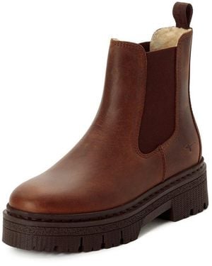Tamaris Winterboots Blockabsatz, Winterstiefelette Mit Anziehlasche - Braun