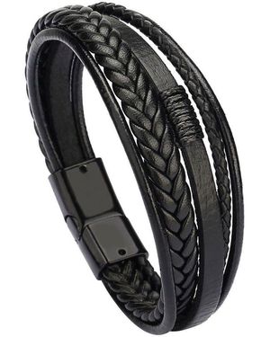 Firetti Lederarmband Schmuck Geschenk Armschmuck Armkette, Made in Germany - Schwarz