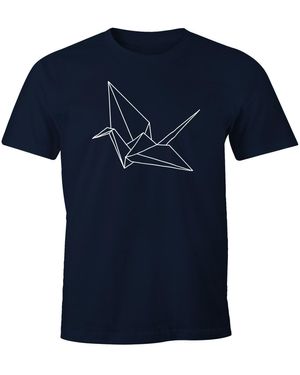 MoonWorks T-Shirt Origami Kranich Crane Vogel Bird Geometrisch ® mit Print - Blau