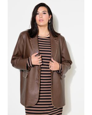 Studio Untold Blusenblazer Blazer Oversize-Shape Lederoptik Used-Look - Braun
