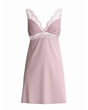 CALIDA Nachthemd Feminine Lounge Damen (1-Tlg) Seidig Weich, Spitze Und Stickerei, Länge 9Cm - Pink