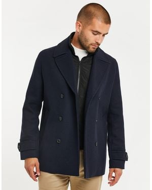 Threadbare Wollmantel (1-tlg) mit Reverskragen - Blau