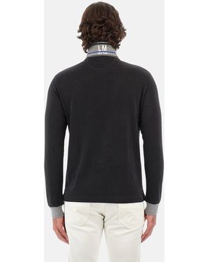 La Martina Shirt Langarm-Poloshirt regular fit Wolfe mit (-tlg., 1) - Schwarz